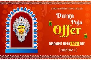 indian durga puja festival discount sale banner design durga puja offer banner vector