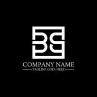 initial Letter name of BS Square frame Logo Design Vector with Black and White Colors