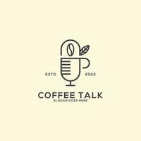 Coffee shop and Podcast logo design with outline style, can used Beverage vector illustration