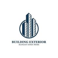 inspiraciones de diseño de vectores de ilustración de logotipo exterior de edificio con forma de círculo. bueno para la construcción, los bienes raíces, los rascacielos y el logotipo de la empresa comercial