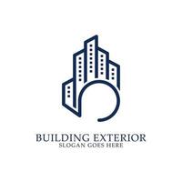 monogram building construction logo design vector,  building with hi five or hand shape, best for real estate, apartment, building company  logo vector