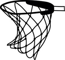 Hand drawn black Basketball basket with net, Basketball Goal, basketball hoop on white background vector