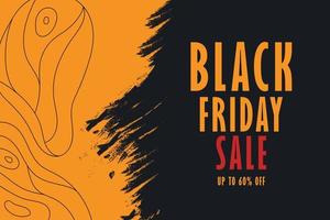 Black Friday Modern Background with abstract brush strokes and line art vector