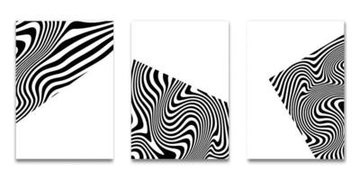 Set of Minimal covers design, Modern template with striped black white background, Pattern of covers template set, Vector illustration
