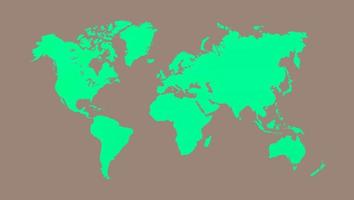 Ilustración de vector de mapa mundial, aislado sobre fondo marrón. tierra plana globo terráqueo o mapamundi
