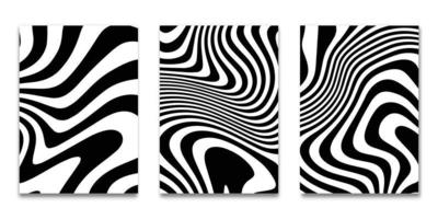 Set of Minimal covers design, Modern template with striped black white background, Pattern of covers template set, Vector illustration