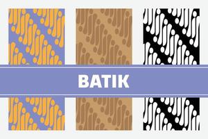 vector indonesia batik pattern. set of three seamless patterns in indonesia vintage batik