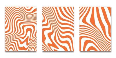 Set of Minimal covers design, striped orange  white background background,Pattern of covers template set, Vector illustration