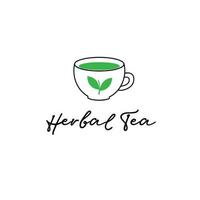 Tea logo template green organic herbal tea icon vector