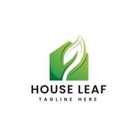 House leaf logo design template vector