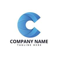 Blue letter C logo design vector