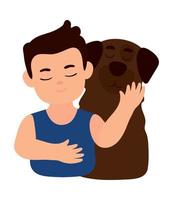 boy with brown dog vector