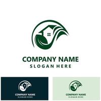 Green home logo friendly creative ecology simple design template vector