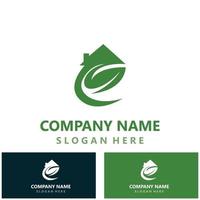 Green home logo friendly creative ecology simple design template vector