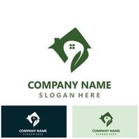 plantilla de diseño simple de ecología creativa amigable con logotipo de casa verde vector
