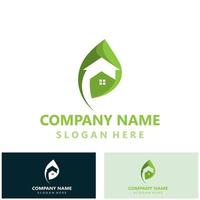 Green home logo friendly creative ecology simple design template vector