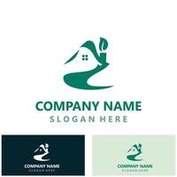 Green home logo friendly creative ecology simple design template vector