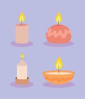 set of burning candles vector