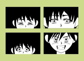 anime girl different expression vector