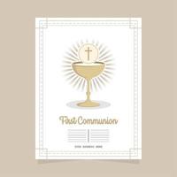 first communion greeting card vector