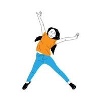 illustration of a girl jumping happily vector