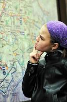 girl with city map panel photo