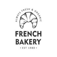 Vintage style bakery shop label, badge, emblem, logo. Monochrome vector graphic art with engraved design element. Collection of linear graphic on white background