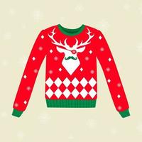 Christmas ugly sweater with deer vector