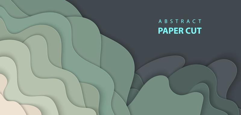 Vector background with green color paper cut shapes. 3D abstract paper art style, design layout for business presentations, flyers, posters, prints, decoration, cards, brochure cover.
