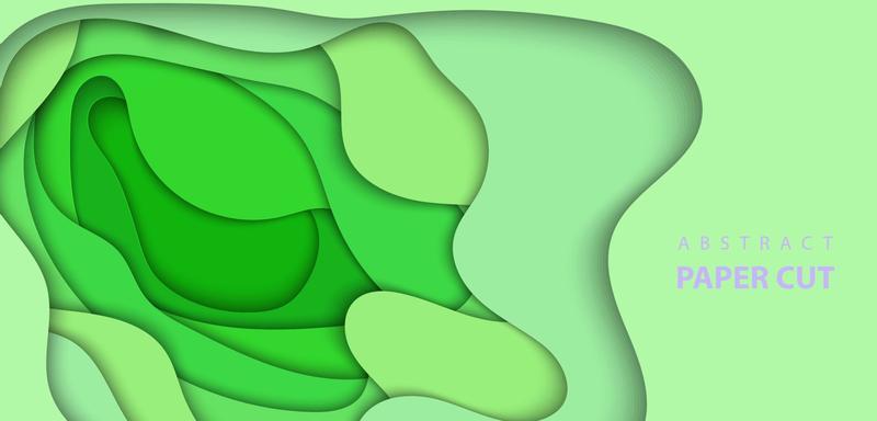Vector background with green color paper cut shapes. 3D abstract paper art style, design layout for business presentations, flyers, posters, prints, decoration, cards, brochure cover.