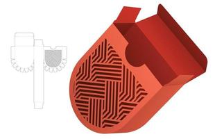 caja de fondo redondo con plantilla troquelada de patrón de rayas estampadas y maqueta 3d vector