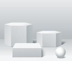 3 plataformas de maquetas para presentación de productos sobre fondo blanco. vector