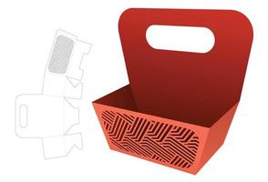 Handle bowl with stenciled striped pattern die cut template and 3D mockup vector