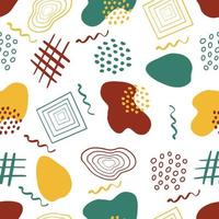 Seamless pattern with hand drawn trendy abstract shapes. Vector illustration.