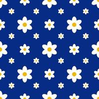 Seamless pattern with daisies on a blue background. vector