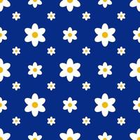 Seamless pattern with daisies on a blue background. vector