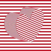 Optical illusion of white and red 3D heart. vector