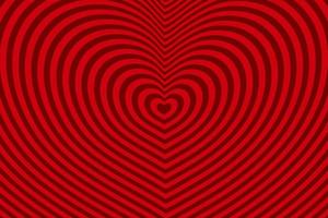 fondo abstracto de ilusión óptica con un corazón rojo. vector. vector