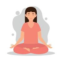 mujer practicando yoga de meditación vector
