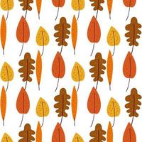 Seamless pattern with stylized autumn leaves illustration in yellow on a white background vector