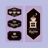 set of coffee labels vector