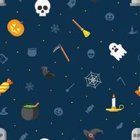 Halloween repeatable pattern on dark blue background vector