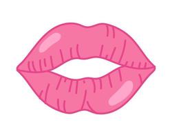 pink female lips 90s icon vector