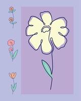 set one line flowers vector