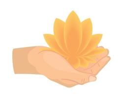 hand with flower lotus vector