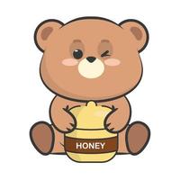 cute bear with honey vector