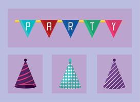 party hats and garland vector