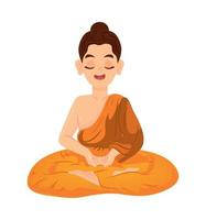 monk in meditation pose vector