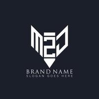 MZJ letter logo design on black background. MZJ creative monogram pencil  initials letter logo concept. MZJ Unique modern flat abstract vector logo design.