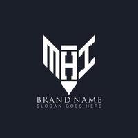 MHI letter logo design on black background. MHI creative monogram pencil  initials letter logo concept. MHI Unique modern flat abstract vector logo design.